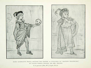 1905 Print Kate Greenaway Pencil Sketches Tragedy Amateur Theatricals Book XADA2