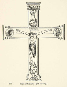 1872 Print Jesus Christ Crucifixion Cross of Lothair Lothario Crux Gemmata XAEA1