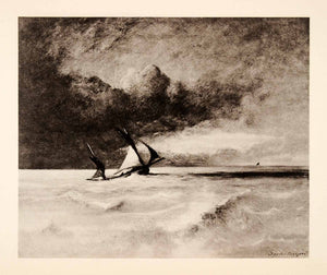 1936 Photolithograph Jules Dupre Corn Ship Sail Sea Ocean Storm Wave Boat XAF5