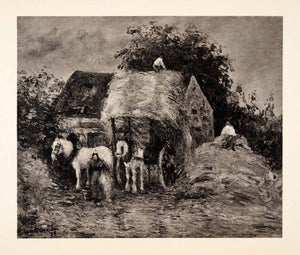 1936 Photolithograph Camille Pissarro Return Harvest Farming Hay Gathering XAF5