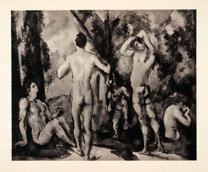 1936 Photolithograph Paul Cezanne Bathers Men Women Nude Cleaning Washing XAF5