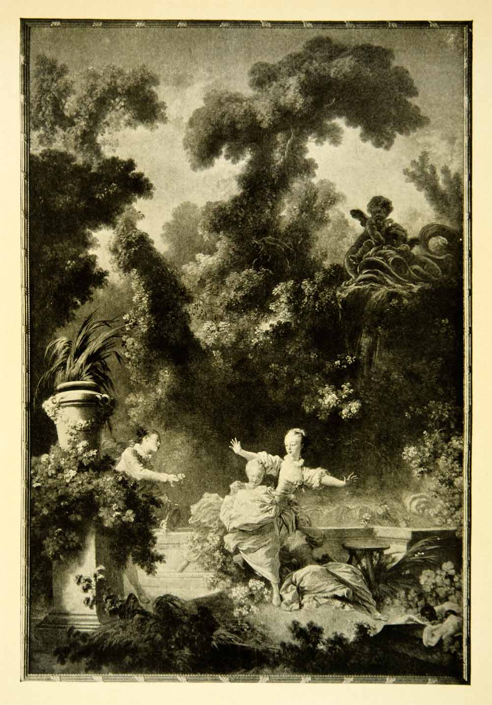 1908 Print Jean-Honore Fragonard Art La Poursuite Chase Lovers Romance XAFA3