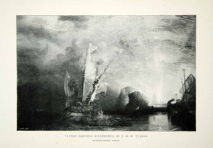 1902 Wood Engraving JMW Turner Romanticism Art Ulysses Deriding Polyphemus XAFA9