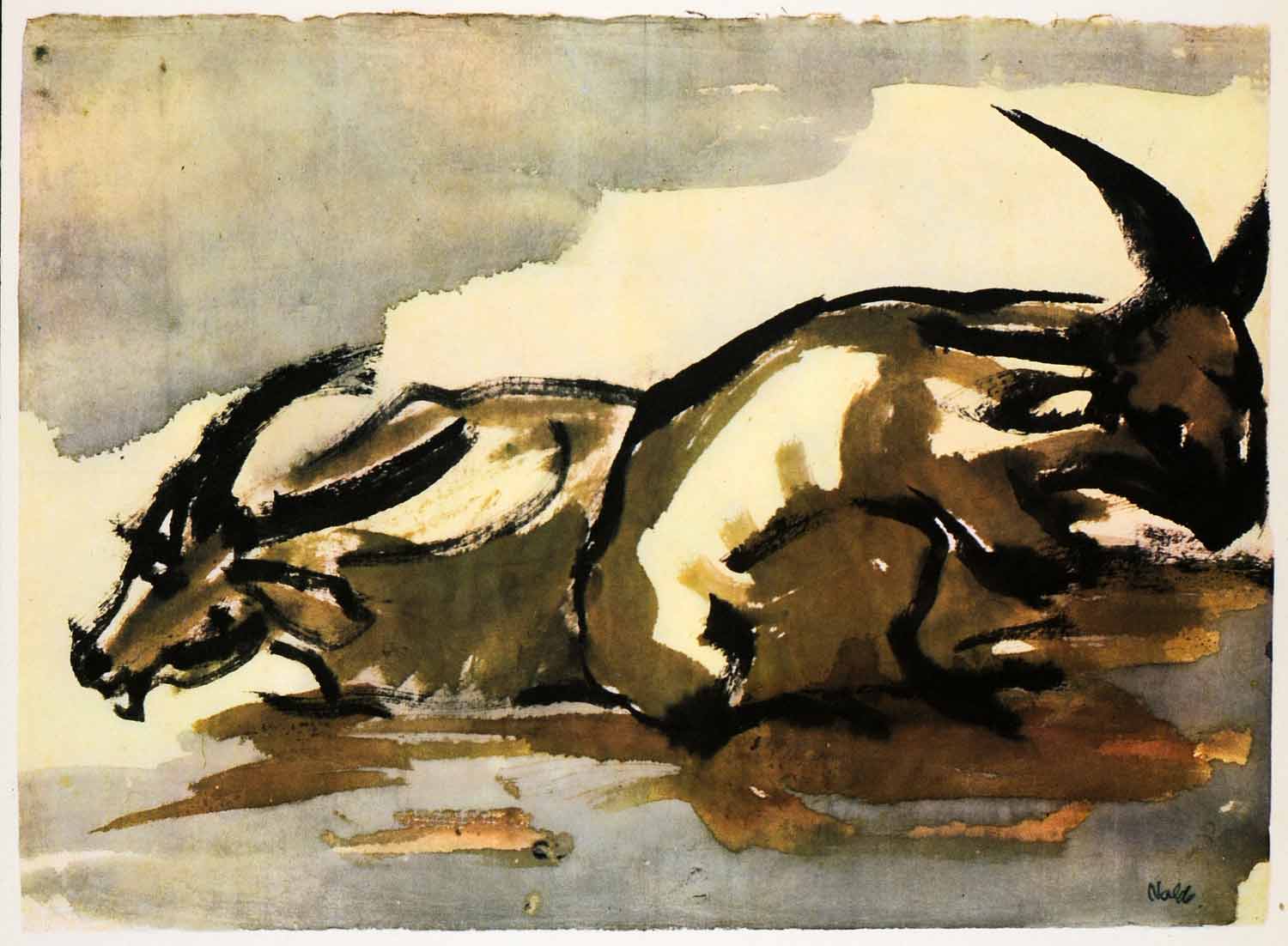1966 Print Emil Antelopes Wildlife Watercolor Mode – Period Historic Art LLC