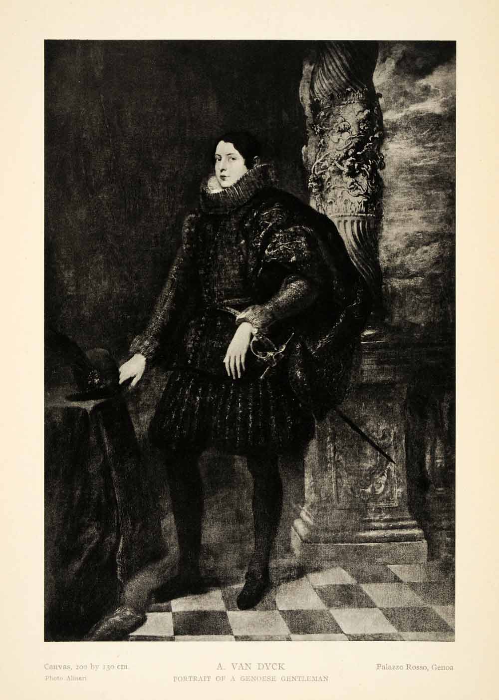 1939 Photogravure Anthony Van Dyck Costume Portrait Genoese Gentleman XAG5