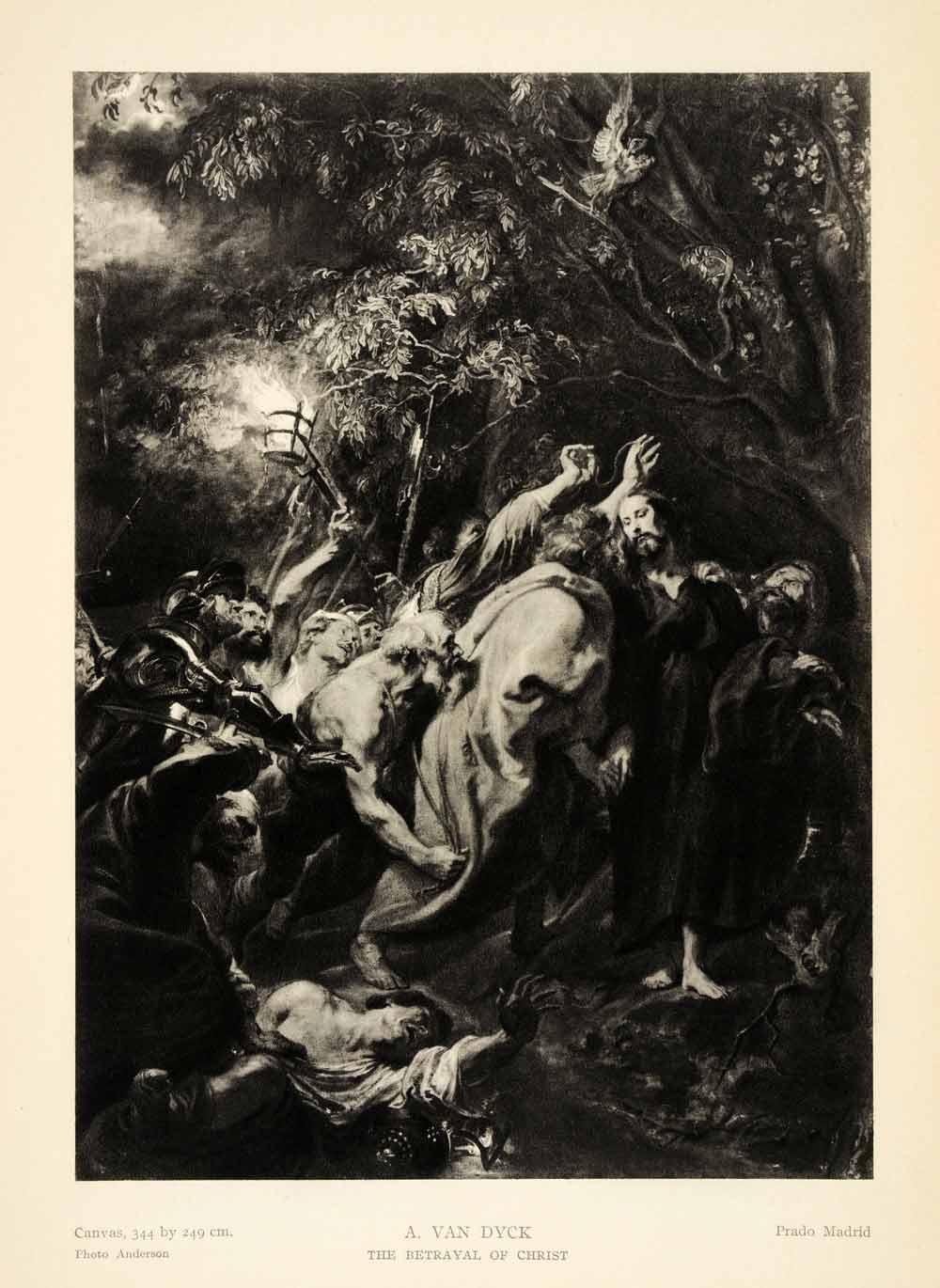 1939 Photogravure Anthony Van Dyck Betrayal Christ Jesus Religion Sacrifice XAG5