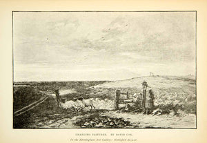 1891 Print David Cox Changing Pastures Sheep Lamb Paddock English XAGA4