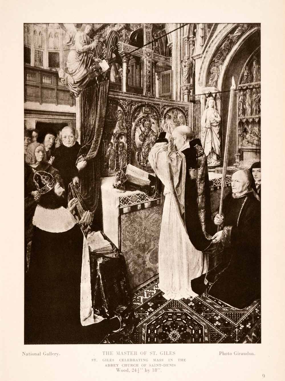 1939 Photogravure Mass Saint Giles Abbey Church Saint-Denis Interior Altar XAJ6