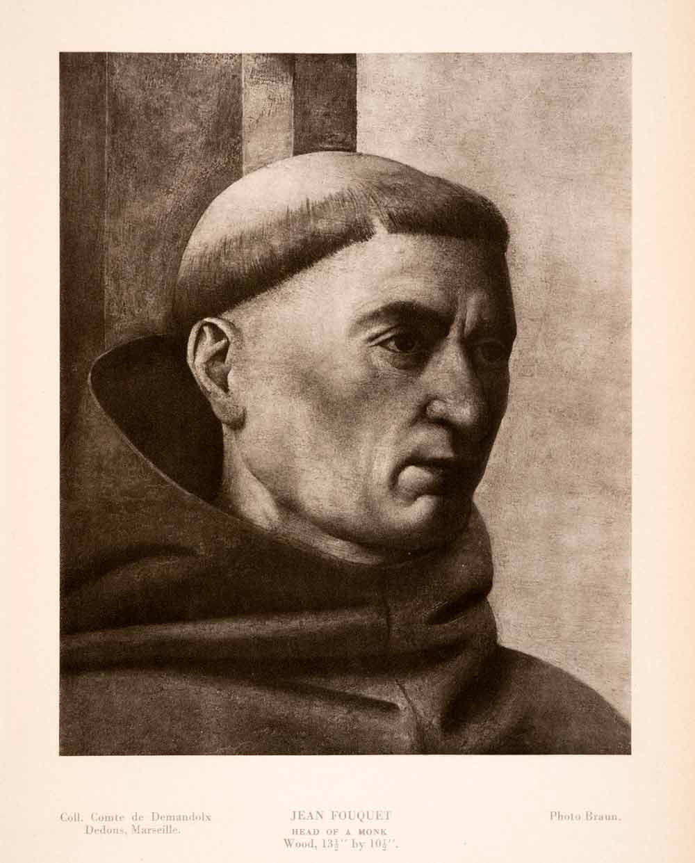 1939 Photogravure Jean Fouquet Head Monk Portrait Religious Figure XAJ6