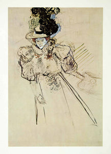 1964 Print Henri Toulouse-Lautrec Portrait Misia Natanson Dress Hat XAJA6