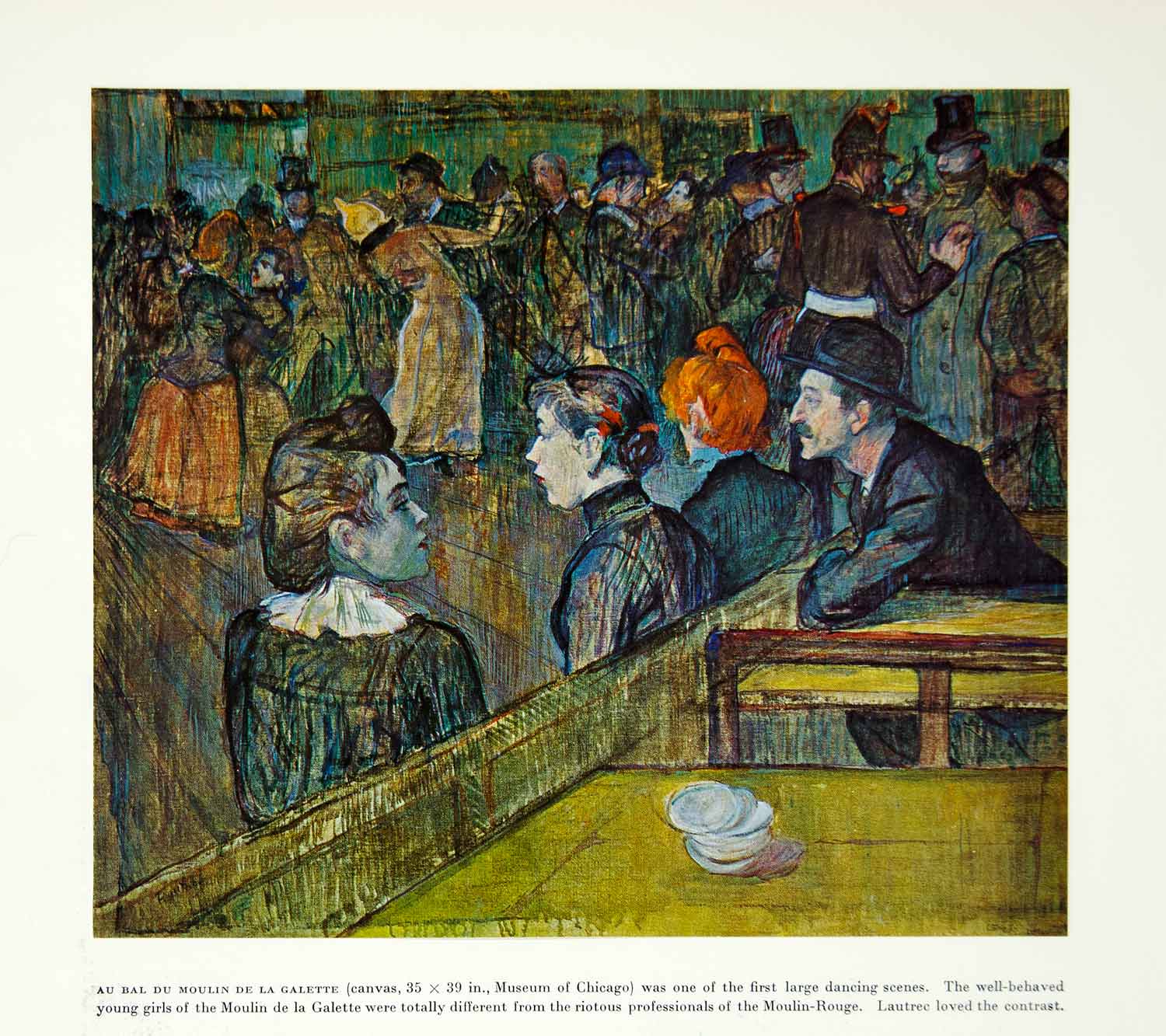 1964 Print Bal Moulin Galette Henri Toulouse-Lautrec Dance Ladies XAJA6