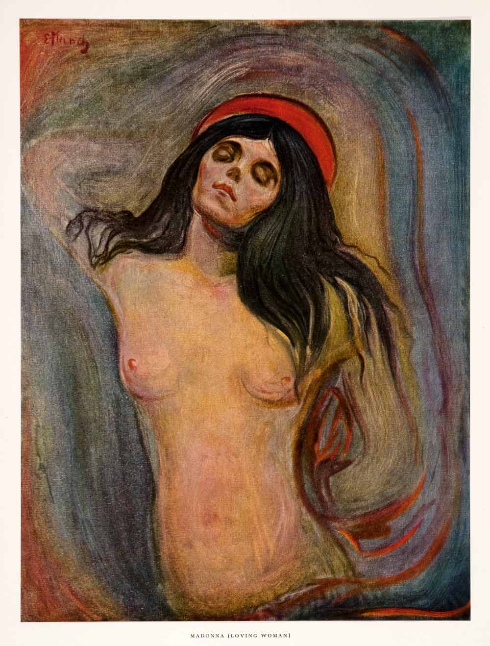 1957 Tipped-In Print Edvard Munch Nude Art Madonna Loving Woman  Expressionism