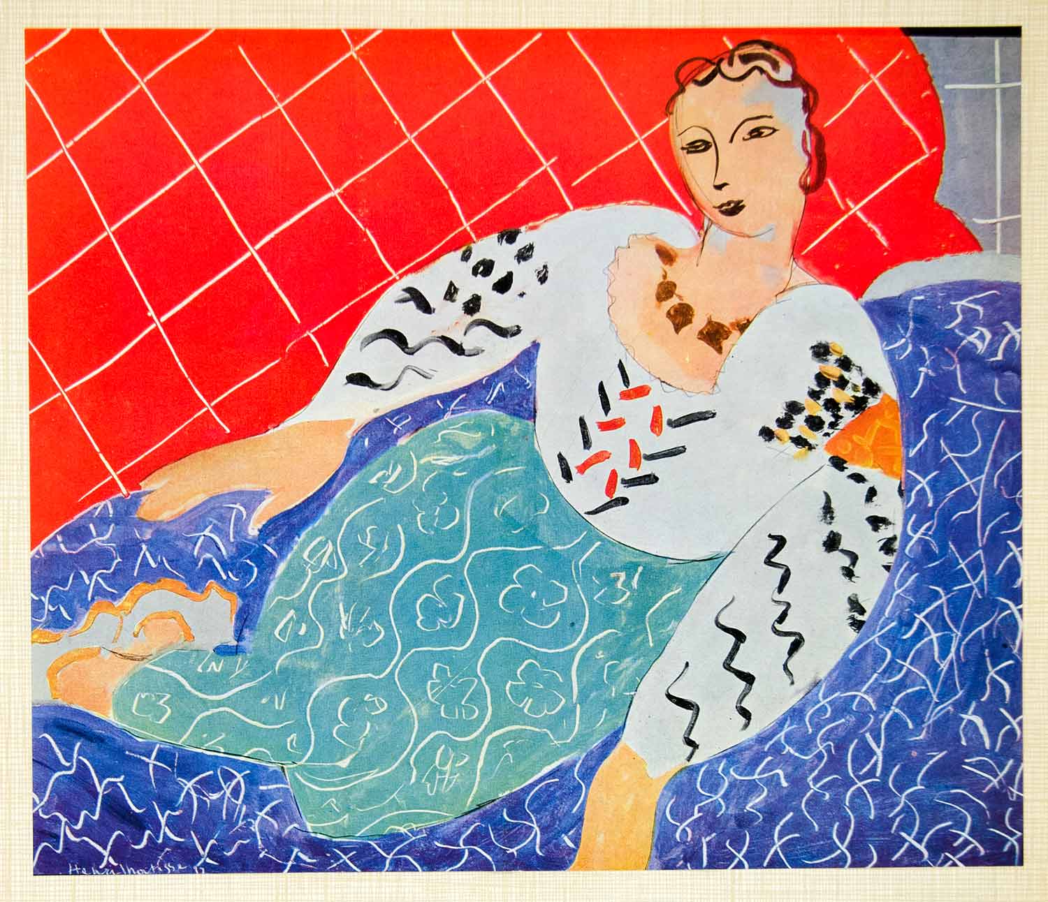 1958 Print Reclining Figure Woman Persane Henri Matisse Dress Costume Persian