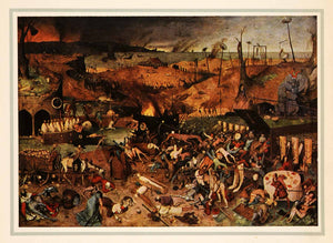 1937 Tipped-In Print Pieter Brueghel Art Warfare Death Destruction XAL5