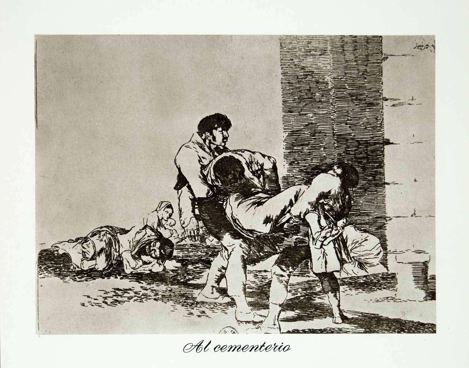 1962 Rotogravure Cementerio Cemetery Francisco Goya Death Battle Body XALA7