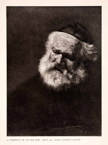 1942 Photogravure Rembrandt Art Jewish Man Religion Portrait Kippah Worship XAM8