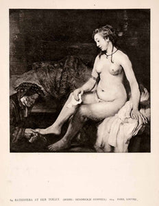 1942 Photogravure Rembrandt Art Bathsheba Nude Naked Pedicure Biblical XAM8