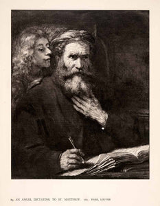 1942 Photogravure Rembrandt Religious Art Saint Matthew Angel Dictating XAM8