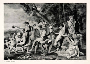 1951 Photogravure Bacchanalian Dance Art Nicolas Poussin Classical Style XAN4