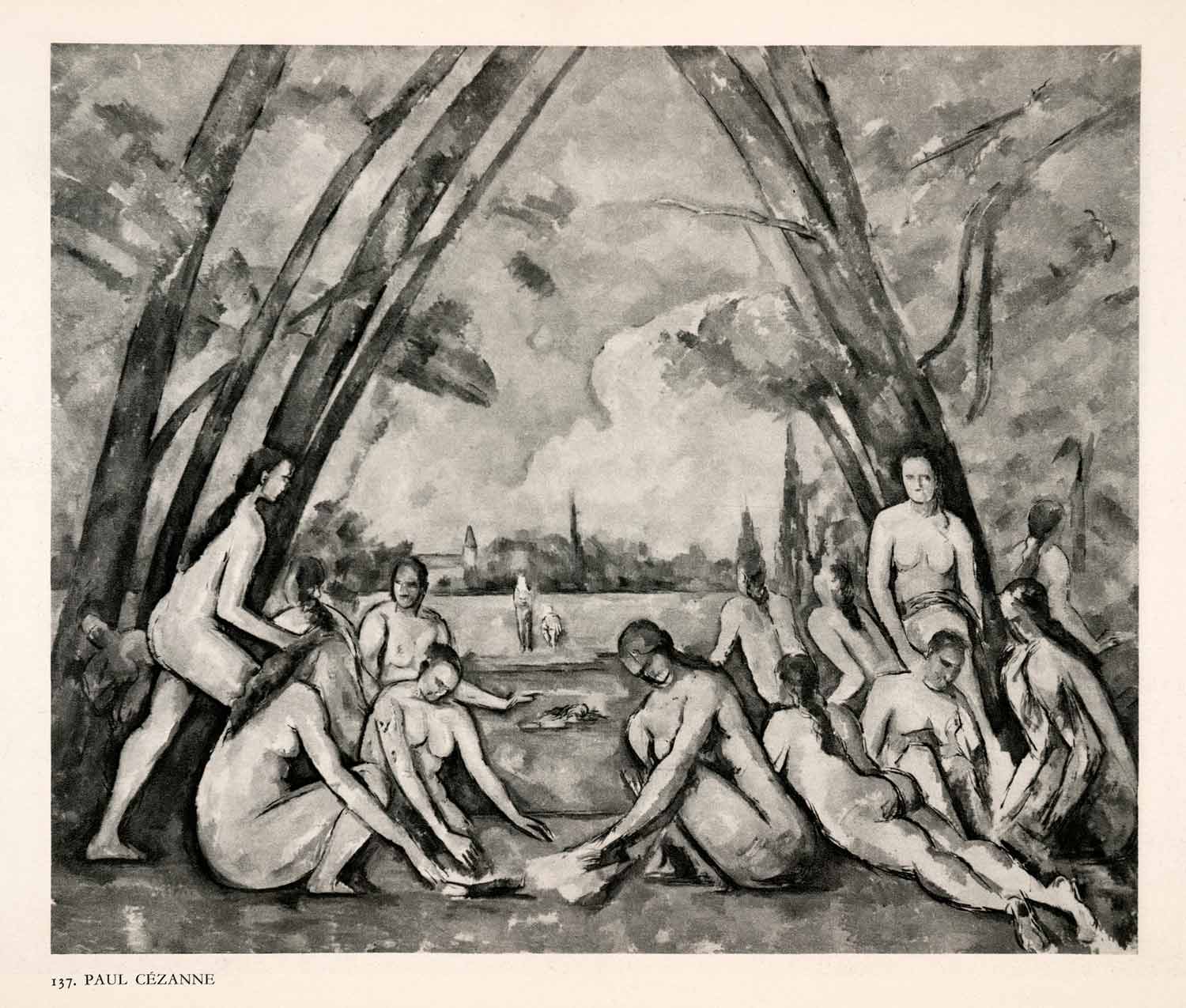 1951 Photogravure Paul Cezanne Big Bathers Les Grandes Baigneuses Nature XAN4