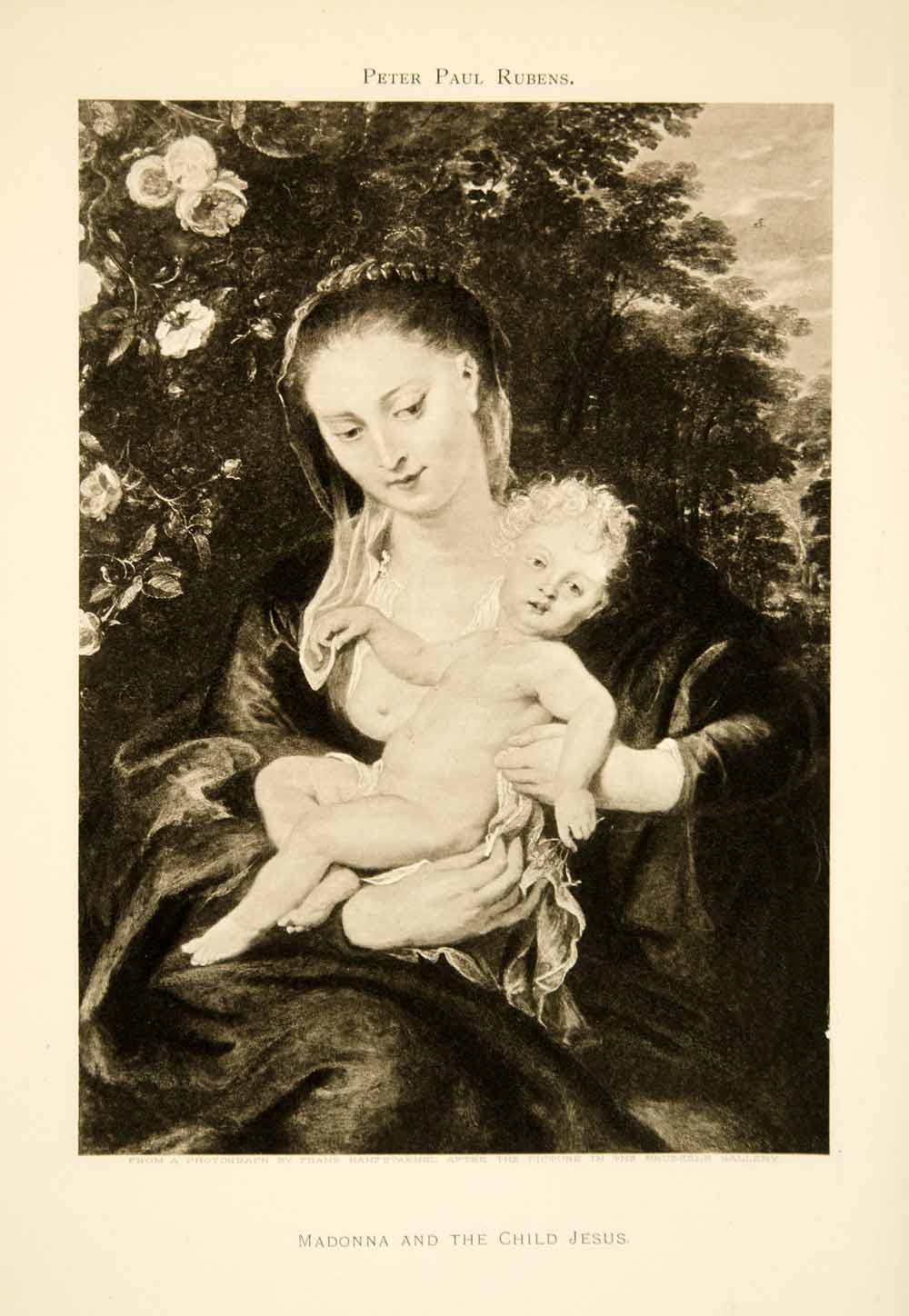 1904 Photogravure Madonna Child Jesus Peter Paul Rubens Breast Garden XANA3