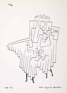 1969 Print Paul Klee First Second Masked Figures Abstract Sketch Art XAO6