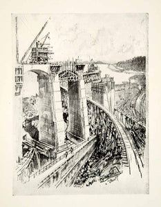 1913 Print Joseph Pennell Art Arches Gatun Lock Lake Panama Canal XAOA2