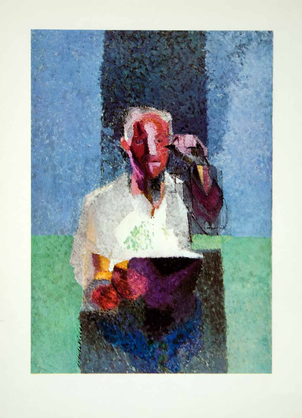 1964 Color Print Jacques Villon Homme Dessinant Self Portrait Drawing XATA9