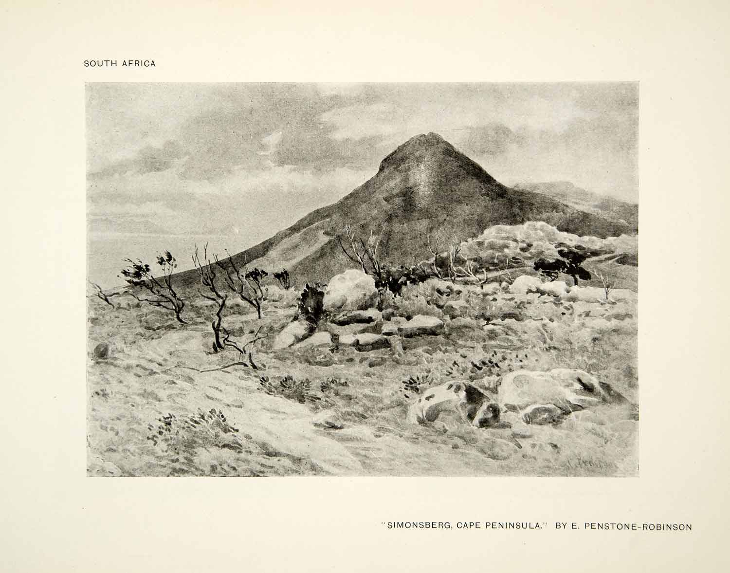 1917 Print Simonsberg South Africa Cape Peninsula Penstone Robinson XAW7