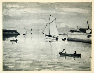 1948 Photogravure La Rochelle Sail Ship Albert Marquet Art Canoe Row River XAX5