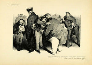 1904 Print Honore Daumier French Artwork Honest Men Embrace Hugging XD ...