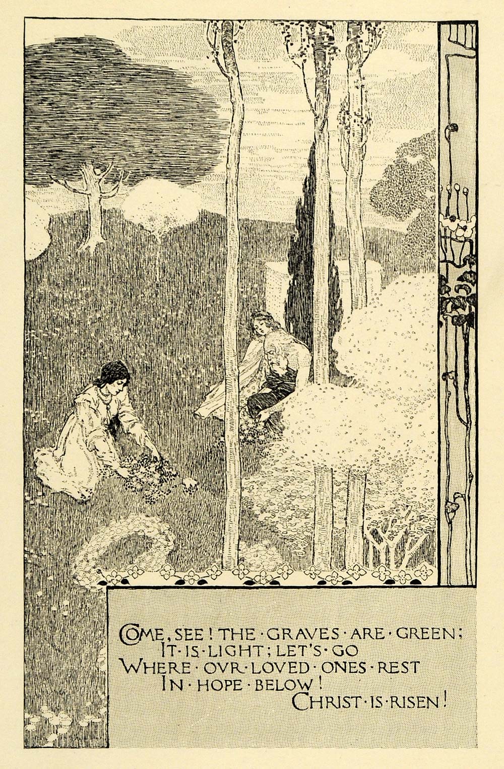 1920 Wood Engraving Henry McCarter Art Easter Poem Religious Christ XDA7