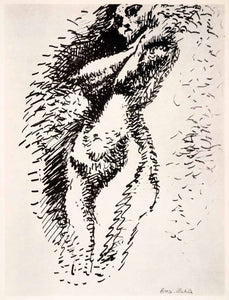 1969 Photolithograph Henri Matisse Nude Woman Chinese Ink Pen Sketch Modern Art