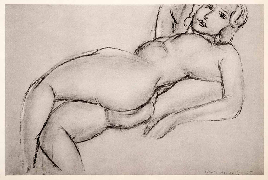 1969 Photolithograph Matisse Nude Girl Lying Down Naked Female Reclining Art - Period Paper
