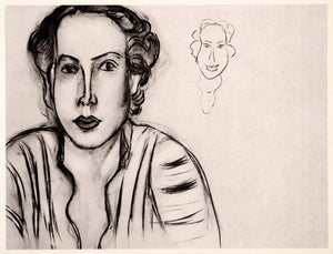 1969 Photolithograph Henri Matisse Charcoal Sketch Contemporary Art Woman Face