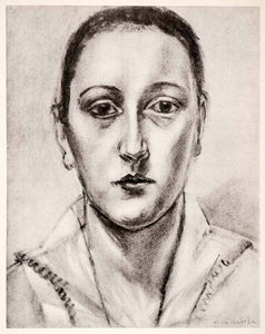 1969 Photolithograph Matisse Charcoal Sketch Woman's Head Portrait Modern Art