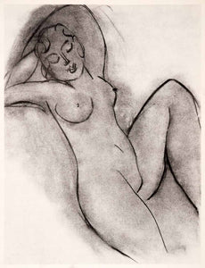 1969 Photolithograph Matisse Art Reclining Nude Naked Woman Female Portrait