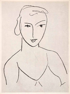 1969 Photolithograph Henri Matisse Pencil Sketch Woman Portrait Bra Modern Art - Period Paper
