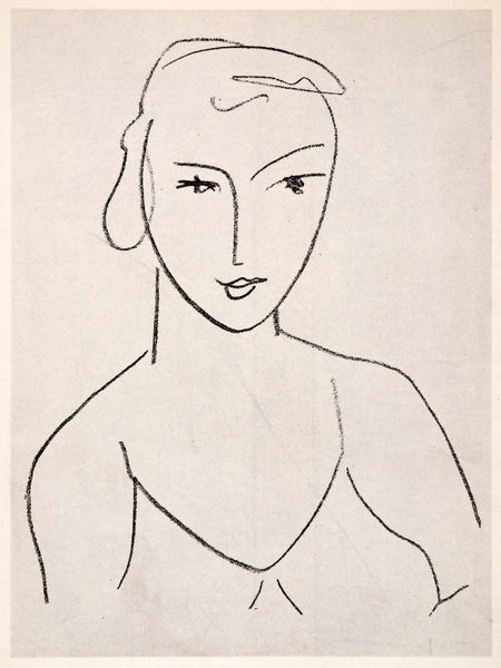 1969 Photolithograph Henri Matisse Pencil Sketch Woman Portrait Bra Mo ...