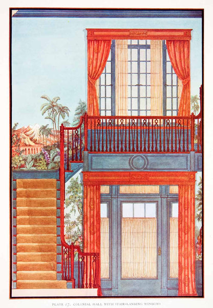 1929 Color Print American Colonial Living Room Drapery Cornice Edward –  Period Paper Historic Art LLC