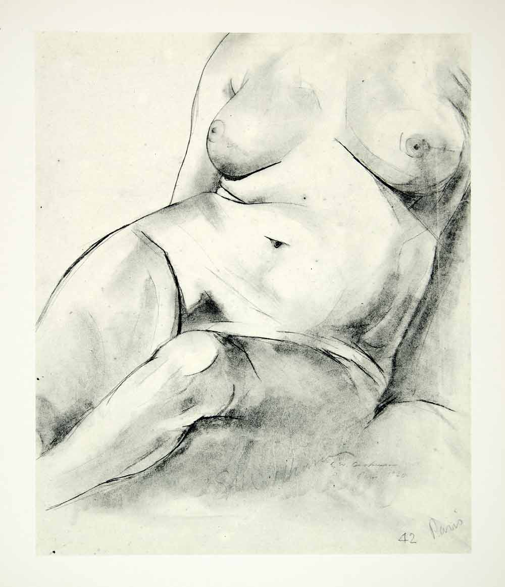 1963 Rotogravure Seated Nude Body Nude Woman Figure Stomach Sit Edwin XDE1