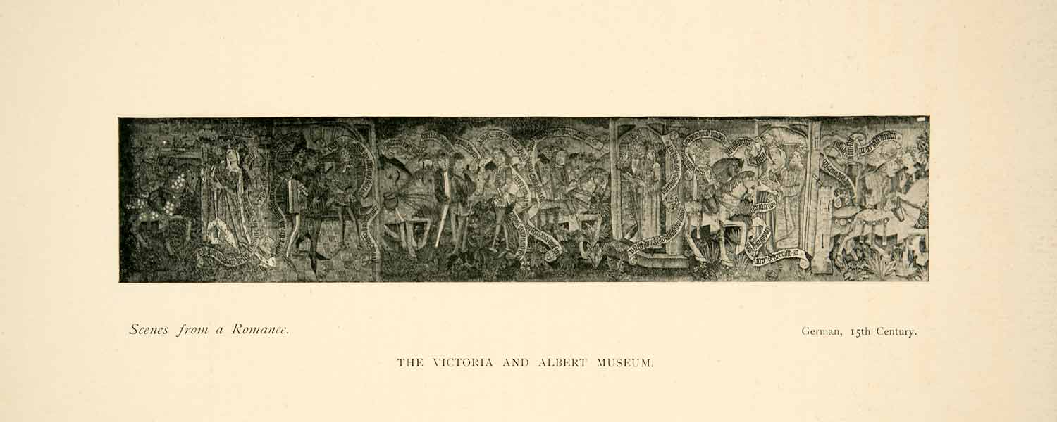 1906 Print Scenes Romance 15th Century Victoria Albert Museum Tapestry Art XDE7