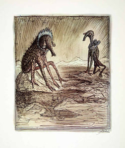 1969 Aquatone Print Alfred Kubin Modern Art Mythical Mars Planet Alien XDG2