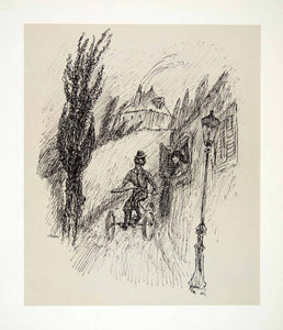 1969 Aquatone Print Alfred Kubin Modern Art Pen Sketch Tricycle Bicycle XDG2