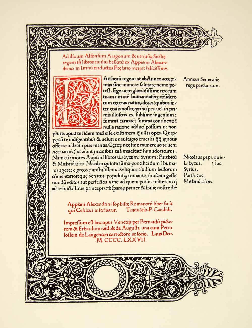 1952 Offset Lithograph Ornamental Title Page Erhard Ratdolt Venice XDI5