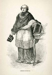 1877 Wood Engraving Etienne Charles Lomenie Brienne French Art Clergy XEA7
