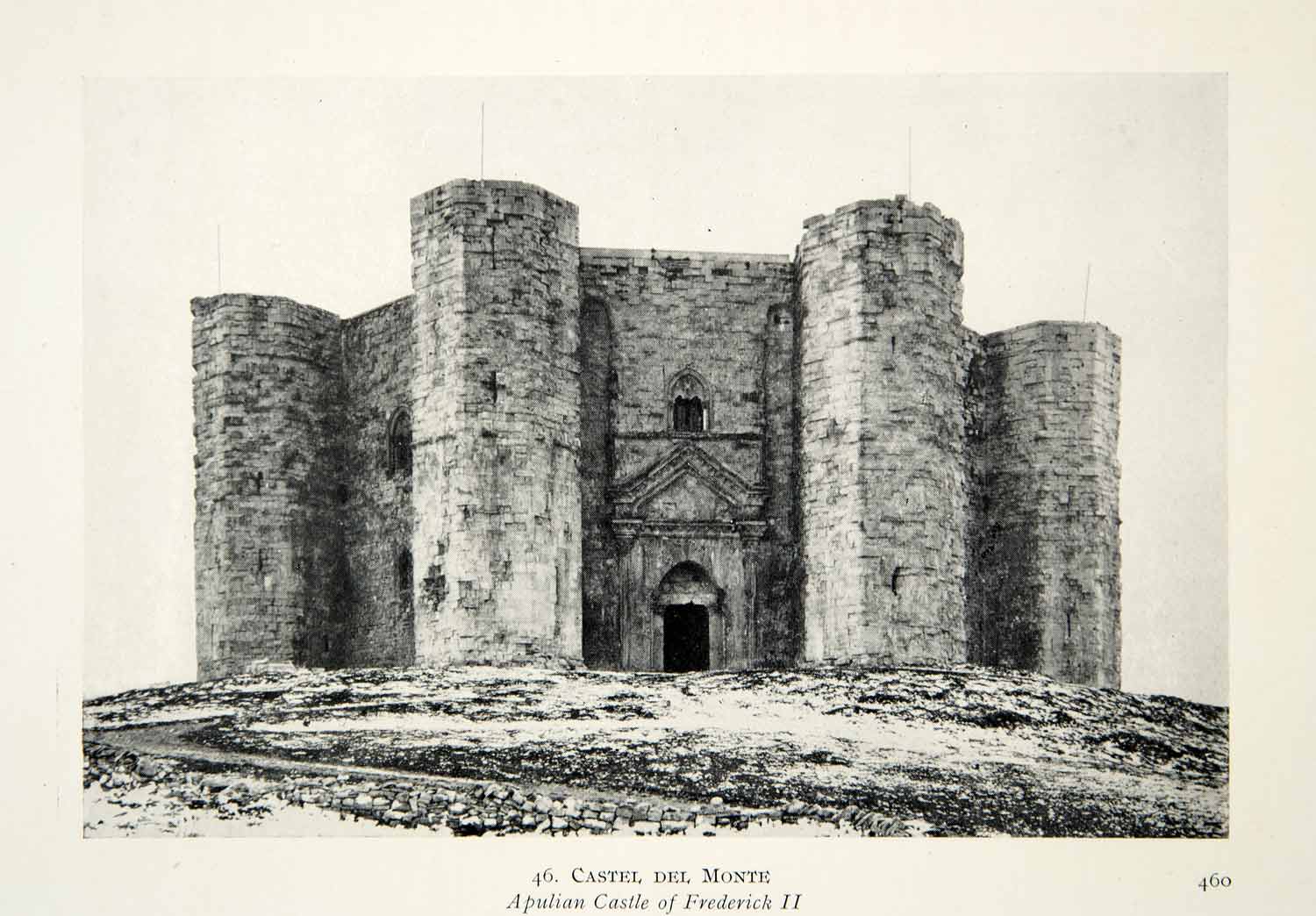 1915 Print Castel Monte Apulia Italy Medieval Landscape Historic Frederick XECA7