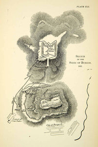 1904 Print Map Peninsular War Napoleonic Siege Battle Burgos British XEDA9