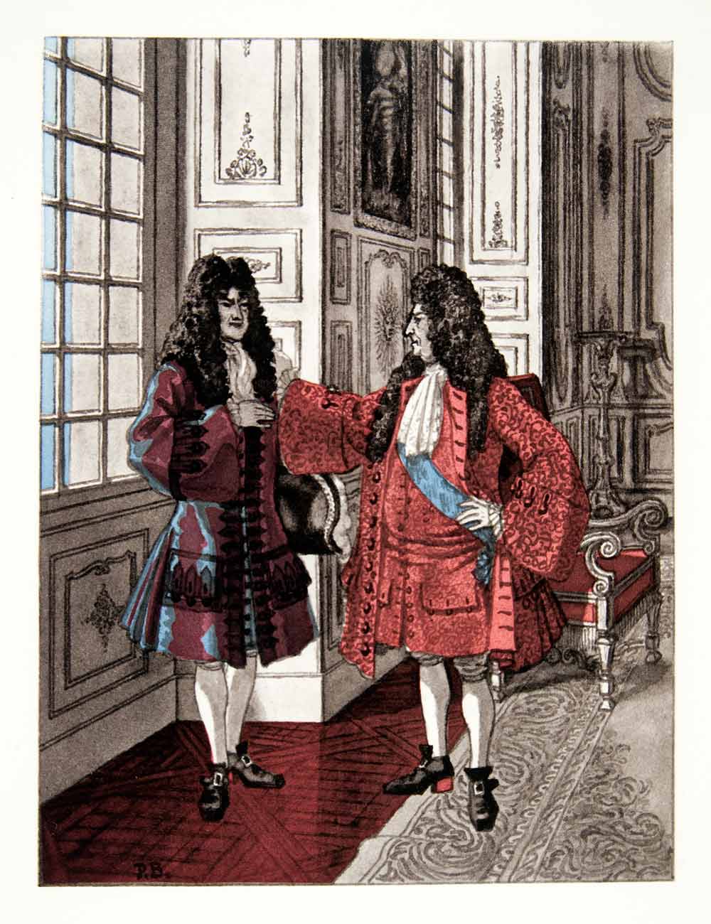 1959 Photolithograph Brissaud Art King Louis XIV Royalty Dying Historic XEE7