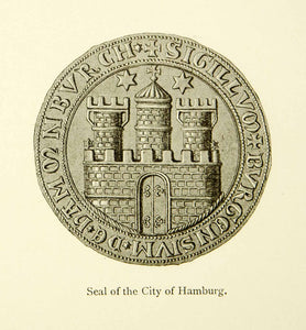 1914 Print Seal Hamburg Germany Ancient Medieval Castle Historic XEEA5